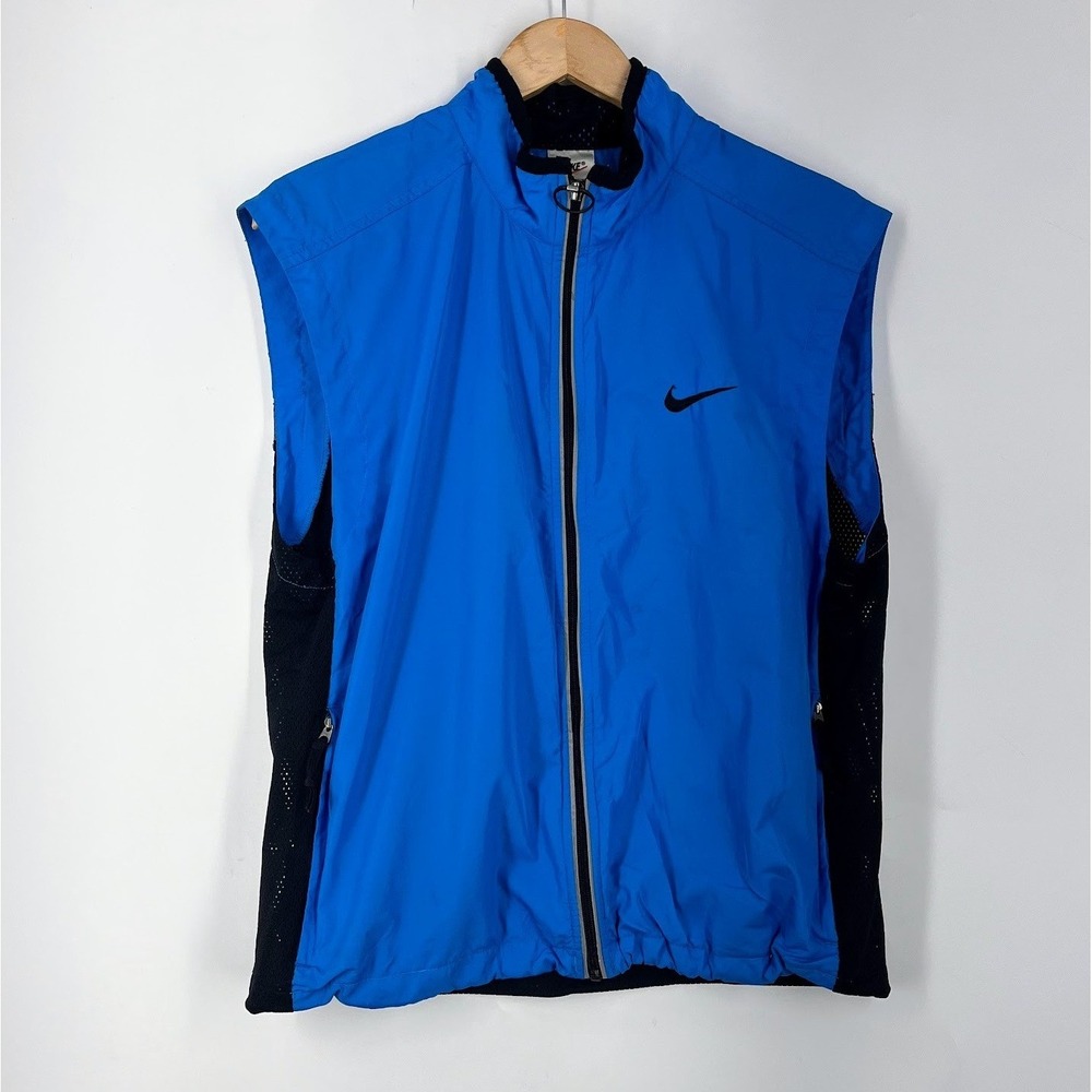 Nike Mens Vintage Mesh Back Reflective Full Zip Running Training Vest M - Picture 1 of 15